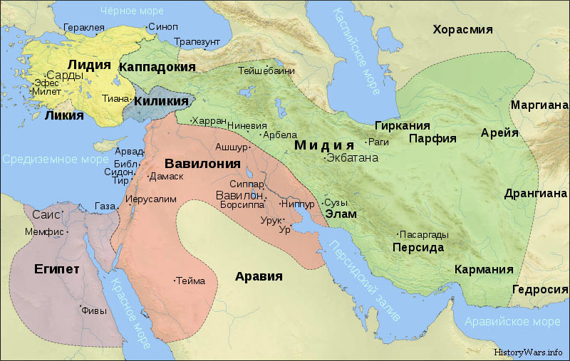 Территория занимаемая Мидийским царством на пике могущества