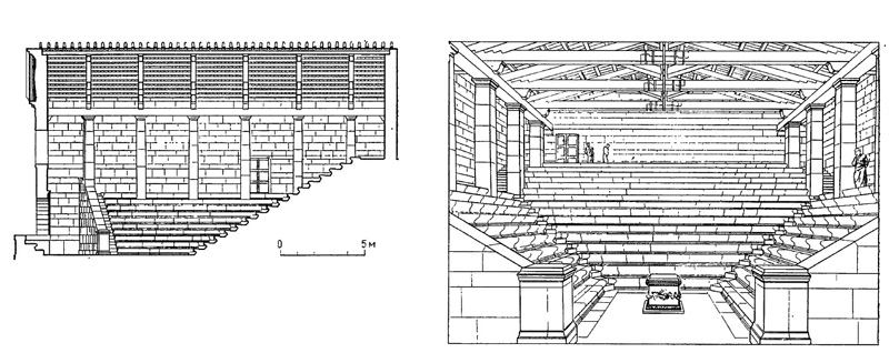 Архитектура Древней Греции. Приена. Экклесиастерий. Разрез, реконструкция интерьера