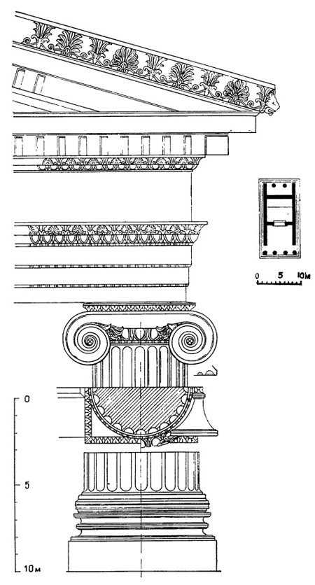 Архитектура Древней Греции. Магнесия. Храм Зевса Сосиполия. Деталь ордера, план