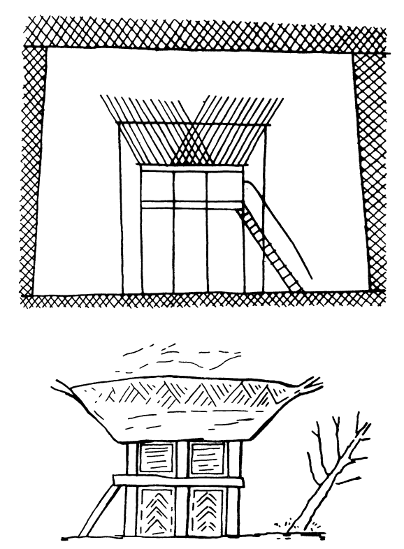 Остров Сикоку. Тип жилища такаюка. Изображение на дотаку, I—II в. н. э.