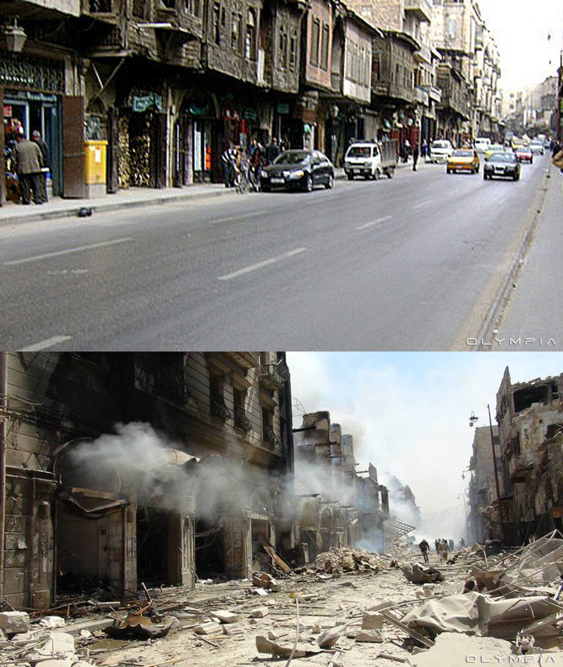 Фотографии до и после начала войны в Сирии 12
