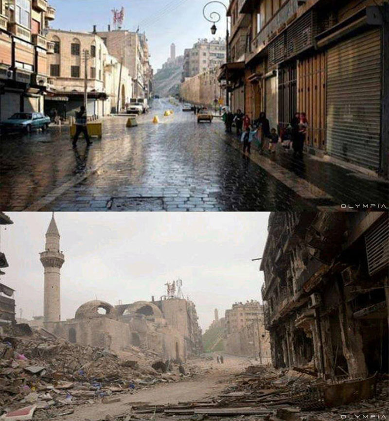 Фотографии до и после начала войны в Сирии 22