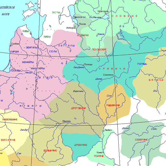 Карта расселения славянских племен