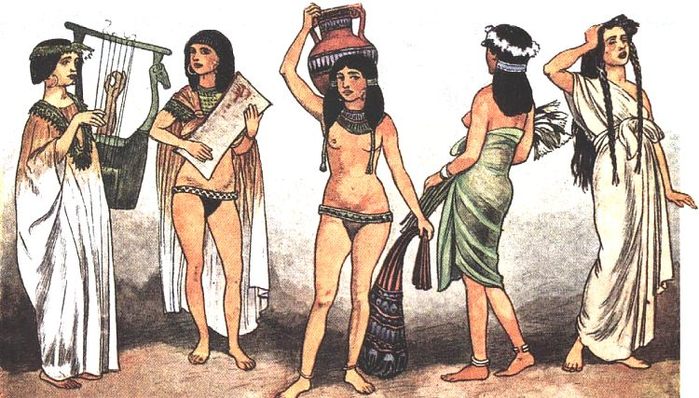 Египтяне носили легкую одежду из полотна, в которой не жарко. Мужчины
