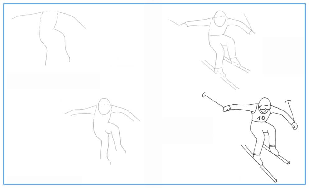 Рисуем человека на лыжах
