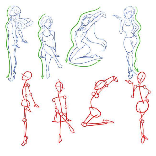 Как нарисовать женскую фигуру в движении