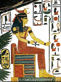 Серкет на престоле. Роспись в могиле Nefertari. XIX династия. Западые Фивы. 