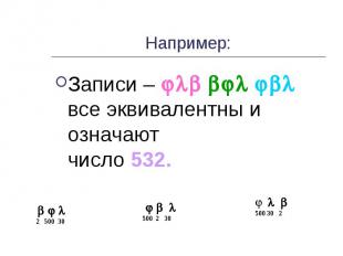 Например: Записи – все эквивалентны и означаютчисло 532.