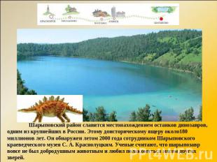 Шарыповский район славится местонахождением останков динозавров, одним из крупне