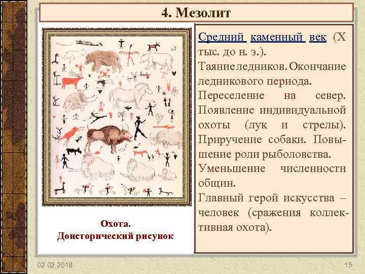 4. Мезолит Охота. Доисторический рисунок 02. 2018 Средний каменный век (X тыс. до н.