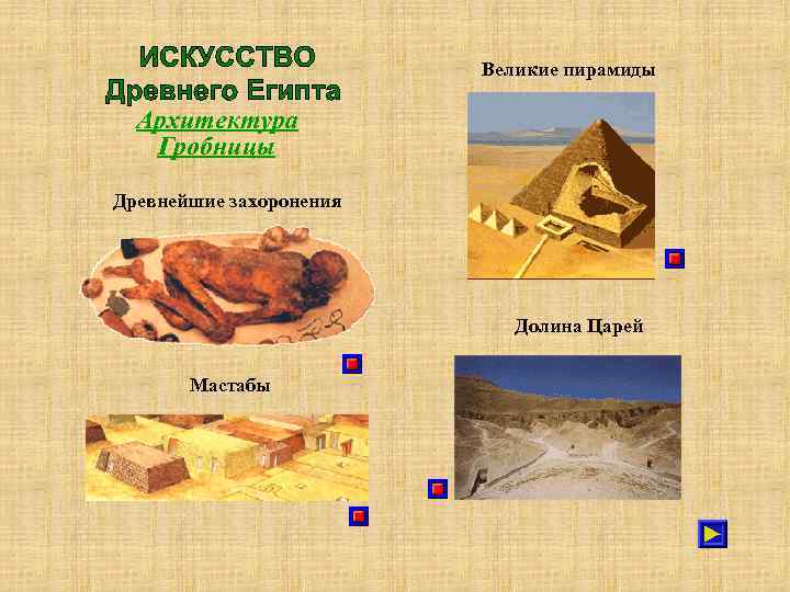 Великие пирамиды Архитектура Гробницы Древнейшие захоронения Долина Царей Мастабы 