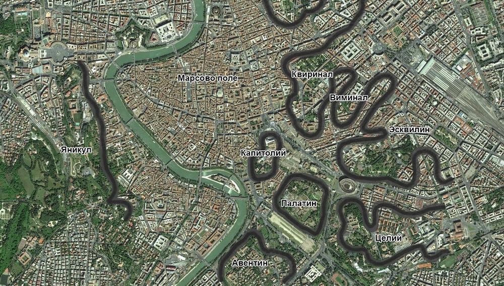 Холмы Рима на карте