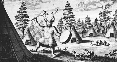 Жрец дьявола - иллюстрация 17-го века сибирского шамана.