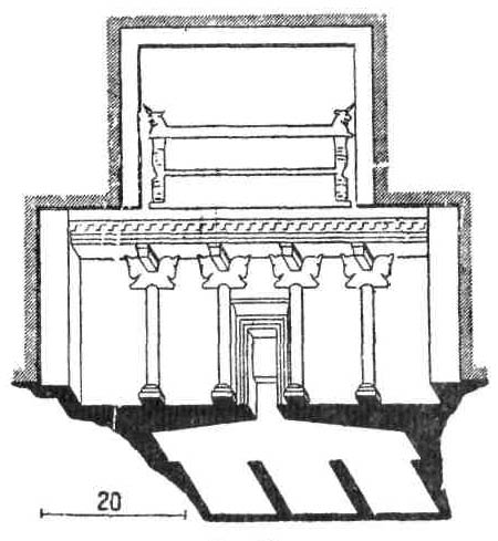 Архитектурные памятники Древней Персии. Разрез гробницы в Персеполе