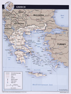 Детальная политическая карта Греции.