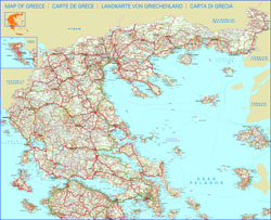 Детальная карта автодорог Греции.