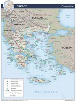 Большая физиографическая карта Греции.