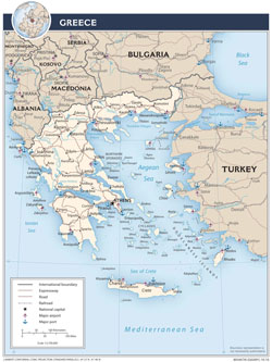 Большая политическая карта Греции.