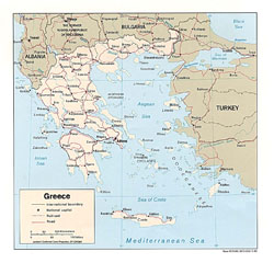 Политическая карта Греции.