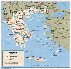 Политическая карта Греции с городами.