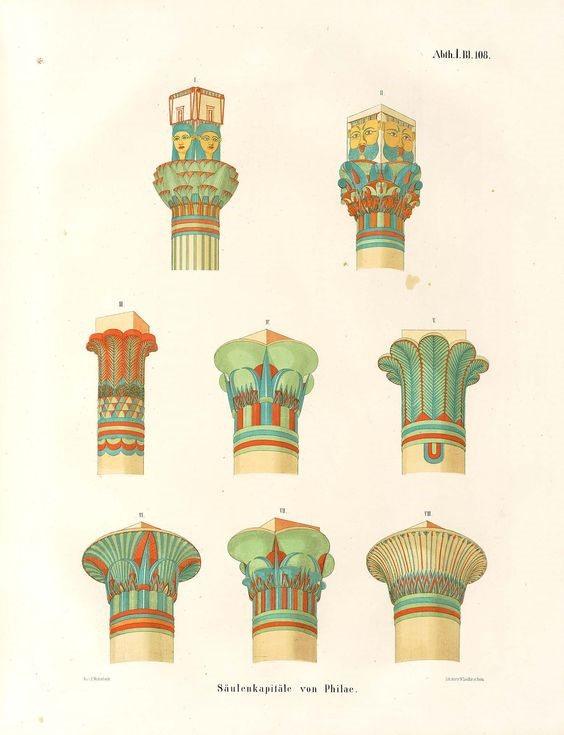 Цветовая палитра колонн в Древнем Египте 