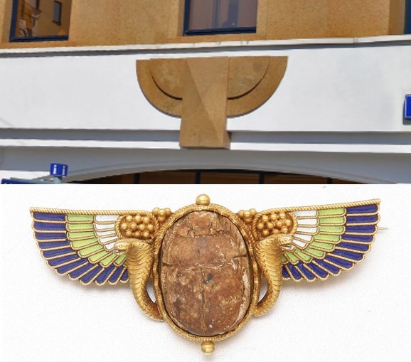 Египетский скарабей на фасаде здания. Ул. Балчуг 7. Москва