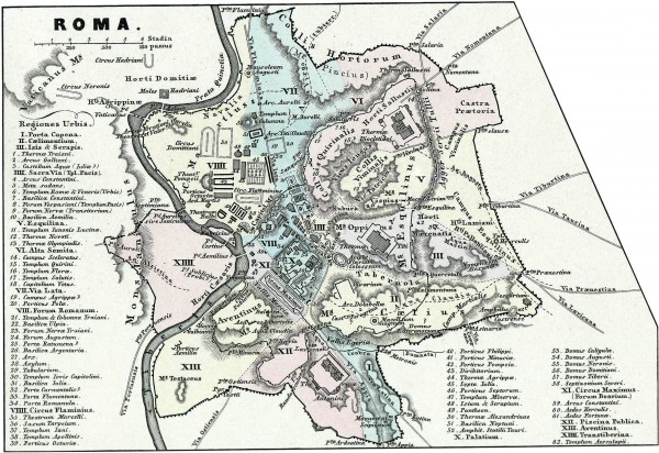 Карта 14 районов Рима