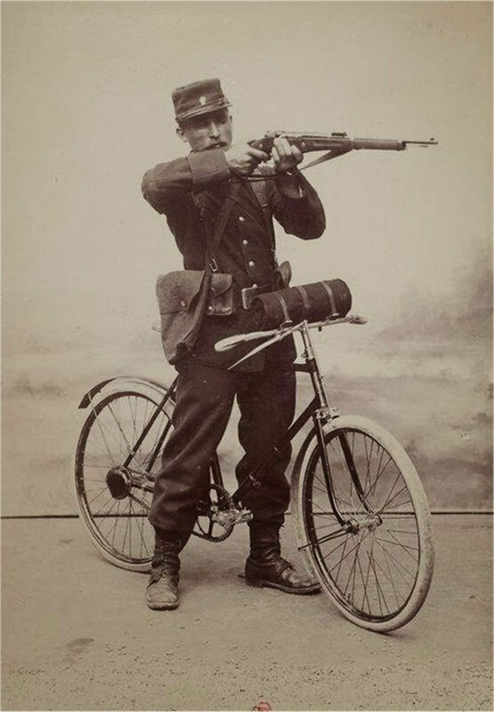 1896 France Soldier And His Badass Gladiator Folding Bicycle.jpg