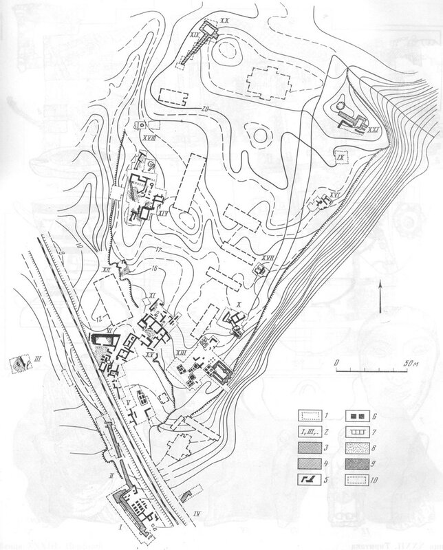 Городище Тиритака, схема раскопа
