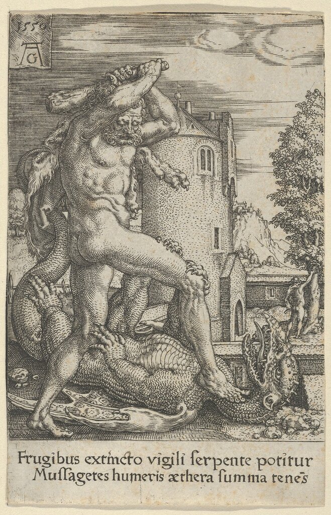 Hercules Killing the Dragon Ladon, from The Labors of Hercules