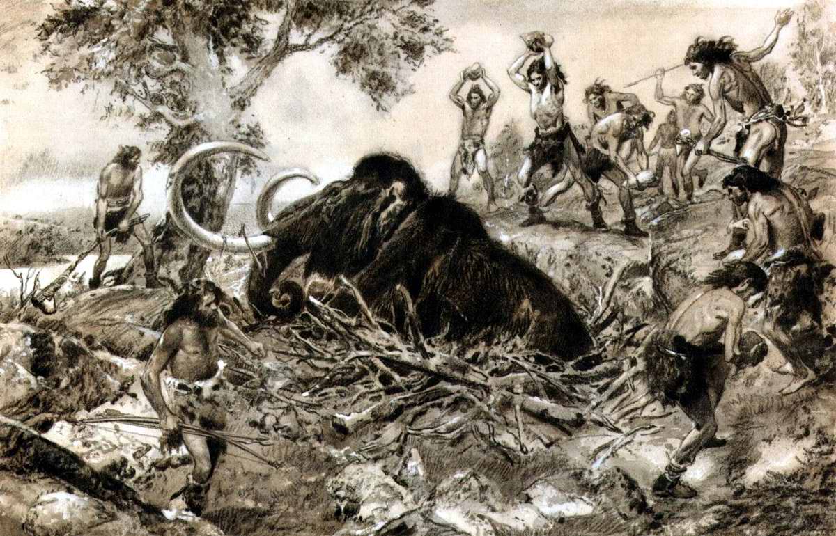 Забивание мамонта камнями - Зденек Буриан