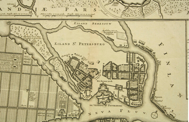 008_1729_Рейнер Оттенс. Новый и точный план Санкт Петербурга, основанного Петром Амстердам 1729 2.jpg