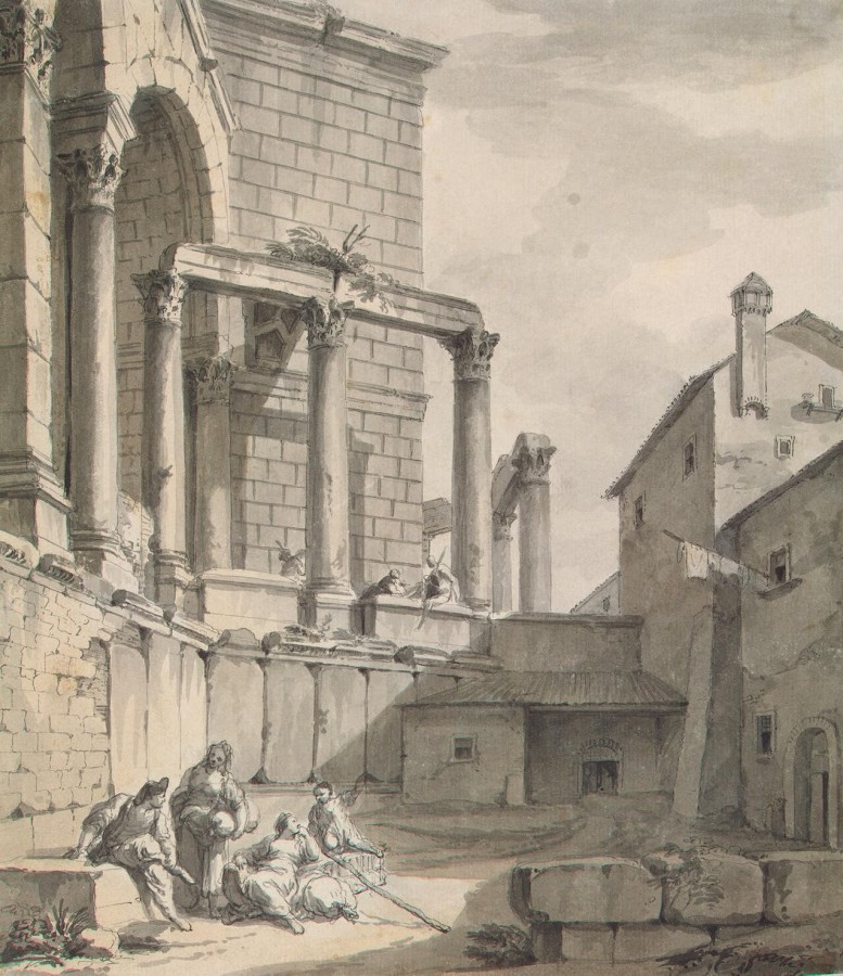 Clerisseau Charles-Louis - View of the Temple of Jupiter (Mausoleum) in Diocletians Palace in Spalato - OR-11615
