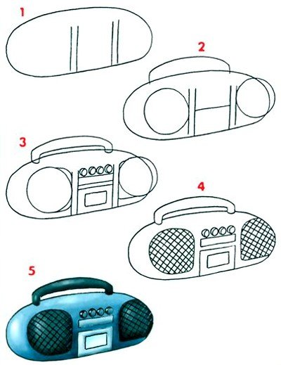 Как нарисовать магнитофон