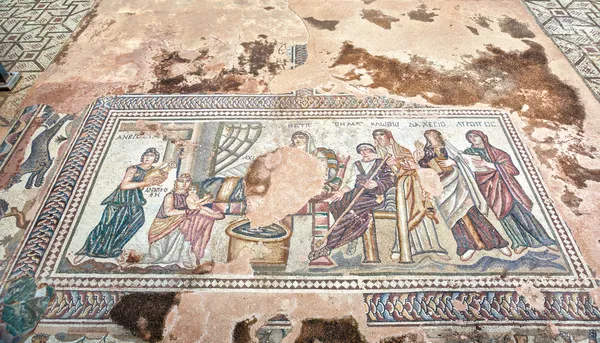Древние греческие мозаики в археологический парк Пафоса на Кипре — стоковое фото