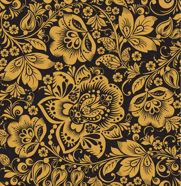 Бесшовный цветочный узор. бежевый цветы на золотом фоне Векторная Графика