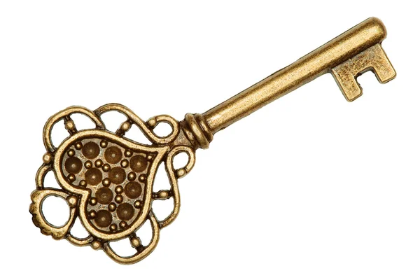 Золотой ключ, изолированные на белом фоне Стоковое Изображение