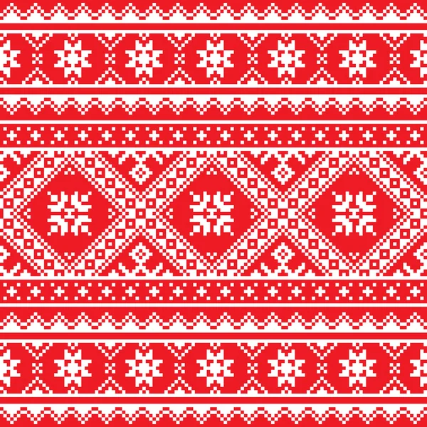 Украинский, славянский народное искусство связала красный и белый узор вышивки Стоковый Вектор