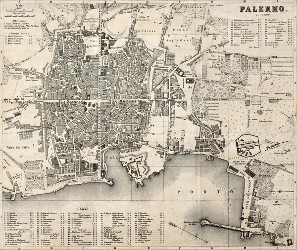 Старая карта Палермо 3 — стоковое фото