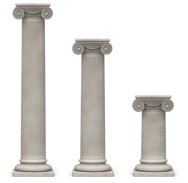 Ионическими колоннами на белом — стоковое фото