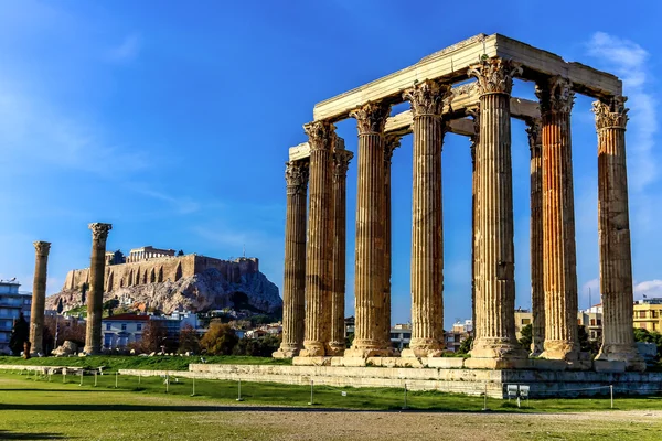 Развалины древнего храма Зевса, Афины, Греция Лицензионные Стоковые Изображения