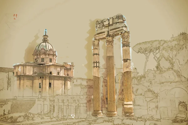 Руины римского Форума — стоковый вектор