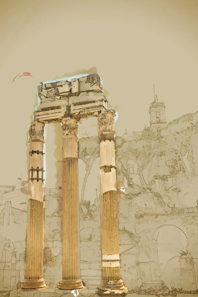 Руины римского Форума — стоковый вектор