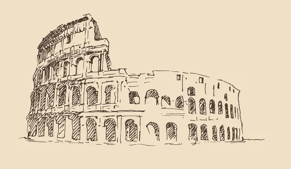 Руки drawn Колизей в Риме — стоковый вектор