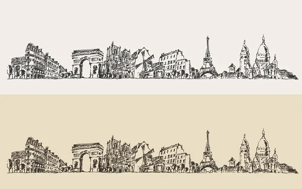 Рисованной города Париж — стоковый вектор