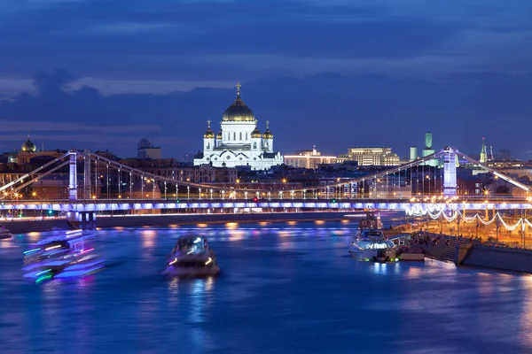 Ночь Москва пейзаж с рекой Лицензионные Стоковые Фото
