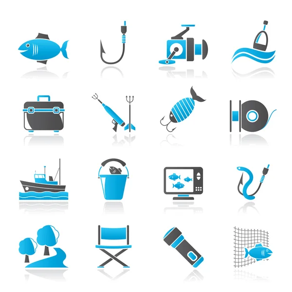 Рыбалка промышленности иконки - Векторный икона set Стоковый Вектор