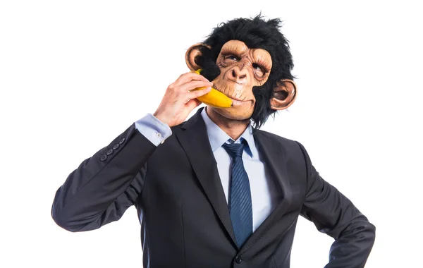 Выступая через банан человек-обезьяна Лицензионные Стоковые Изображения