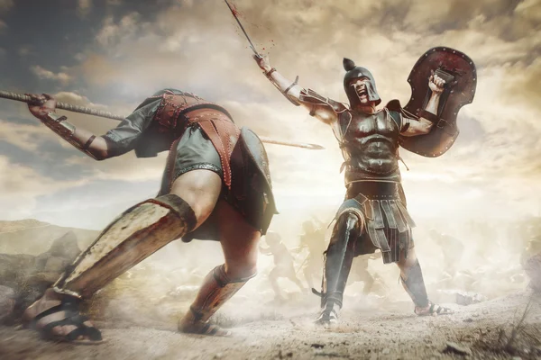 Древнегреческий воин, борющийся в бою Лицензионные Стоковые Фото
