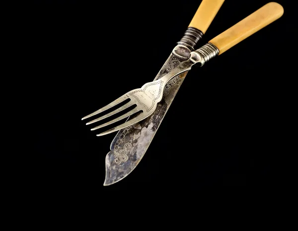 Старинный нож и вилка Стоковая Картинка